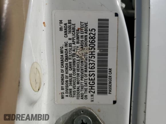 ✅ 2005 Honda Civic VP • VIN: 2HGES16375H506825 • Lot: 70547415. Wystawiony na Copart z przebiegiem 109 644 mil. Bezpłatny archiwum sprzedaży aukcyjnych z USA i szczegółowy raport historii pojazdu na DreamBid. Zdjęcie 13.