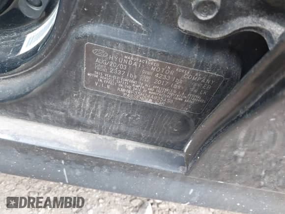 2004 Hyundai Sonata GLS z VIN KMHWF35H24A935458, wystawiony jako IAAI lot #41415003 z przebiegiem Nie podano mil oraz . Historia ofert i sprzedaży dostępna na DreamBid. Obrazek 9.