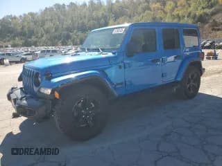 ✅ 2022 Jeep Wrangler Unlimited Sahara Altitude • VIN: 1C4HJXEGXNW105521 • Lot: 87063465. Listed on Copart with 86,243 mi. Free auction sales archive from the USA and detailed vehicle history report at DreamBid. Image 1.