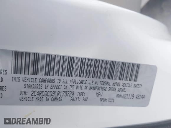 ✅ 2020 Dodge Grand Caravan SXT • VIN: 2C4RDGCG9LR173720 • Lot: 43102706. Wystawiony na IAAI z przebiegiem 100 172 mil. Bezpłatny archiwum sprzedaży aukcyjnych z USA i szczegółowy raport historii pojazdu na DreamBid. Zdjęcie 9.
