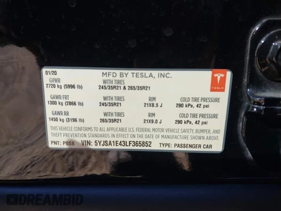 ✅ 2020 Tesla Model S Performance • VIN: 5YJSA1E43LF365852 • Лот: 43375355. Опубликован ранее на IAAI с пробегом 100 000 миль. Бесплатный доступ к архиву аукционных продаж из США и подробный отчёт об истории автомобиля на DreamBid. Изображение 8.