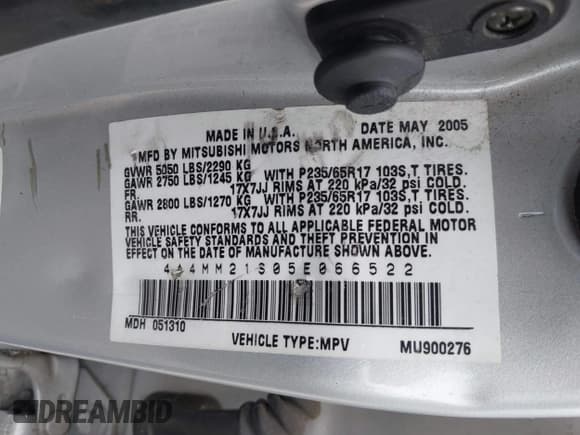 ✅ 2005 Mitsubishi Endeavor LS • VIN: 4A4MM21S05E066522 • Лот: 42256047. Опубликован ранее на IAAI с пробегом 163 643 миль. Бесплатный доступ к архиву аукционных продаж из США и подробный отчёт об истории автомобиля на DreamBid. Изображение 9.