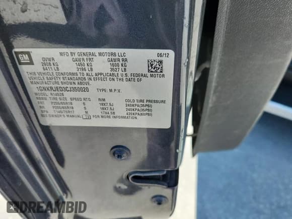 ✅ 2012 Chevrolet Traverse 2LT • VIN: 1GNKRJED3CJ350020 • Lot: 70508785. Wystawiony na Copart z przebiegiem Nie podano. Bezpłatny archiwum sprzedaży aukcyjnych z USA i szczegółowy raport historii pojazdu na DreamBid. Zdjęcie 13.