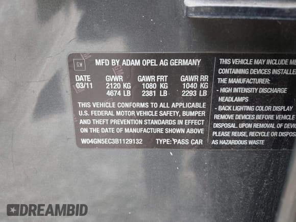 ✅ 2011 Buick Regal CXL RL1 • VIN: W04GN5EC3B1129132 • Лот: 42123179. Опубликован ранее на IAAI с пробегом 180 349 миль. Бесплатный доступ к архиву аукционных продаж из США и подробный отчёт об истории автомобиля на DreamBid. Изображение 9.