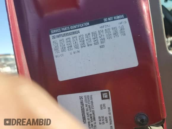 2005 Chevrolet Impala with VIN 2G1WF52E859206624, listed as a Copart auction lot 75906254 with 221,548 mi miles and Salvage title. Bid and sale history available at DreamBid. Image 12.