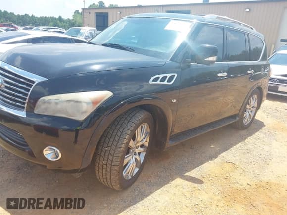 ✅ 2014 Infiniti QX80 • VIN: JN8AZ2NF7E9555585 • Lot: 42672800. Listed on IAAI with 138,775 mi. Free auction sales archive from the USA and detailed vehicle history report at DreamBid. Image 2.