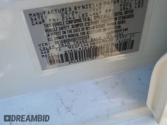 ✅ 2025 Nissan Sentra SR • VIN: 3N1AB8DV9SY229243 • Lot: 86544635. Listed on Copart with 2,271 mi. Free auction sales archive from the USA and detailed vehicle history report at DreamBid. Image 13.