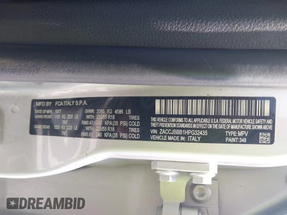 ✅ 2017 Jeep Renegade Latitude • VIN: ZACCJBBB1HPG32435 • Lot: 42254411. Listed on IAAI with 162,864 mi. Free auction sales archive from the USA and detailed vehicle history report at DreamBid. Image 9.