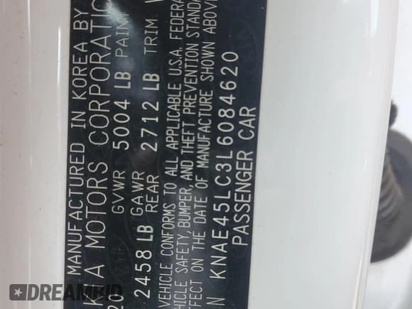 ✅ 2020 Kia Stinger GT1 • VIN: KNAE45LC3L6084620 • Lot: 45933885. Listed on Copart with 77,707 mi. Free auction sales archive from the USA and detailed vehicle history report at DreamBid. Image 14.