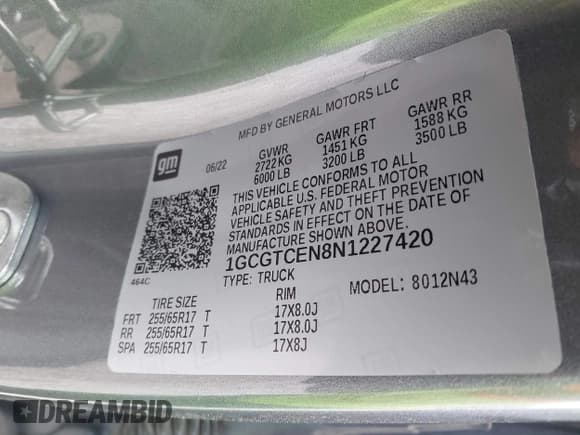 ✅ 2022 Chevrolet Colorado 4WD LT • VIN: 1GCGTCEN8N1227420 • Лот: 42050345. Опубликован ранее на IAAI с пробегом 54 922 миль. Бесплатный доступ к архиву аукционных продаж из США и подробный отчёт об истории автомобиля на DreamBid. Изображение 9.