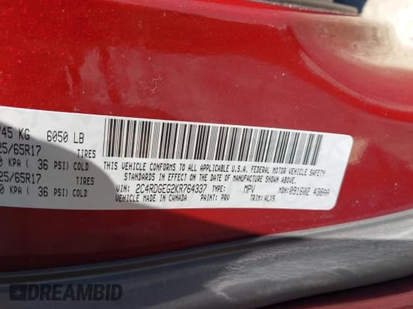 ✅ 2019 Dodge Grand Caravan GT • VIN: 2C4RDGEG2KR764337 • Лот: 43453394. Опубликован ранее на IAAI с пробегом 132 536 миль. Бесплатный доступ к архиву аукционных продаж из США и подробный отчёт об истории автомобиля на DreamBid. Изображение 9.