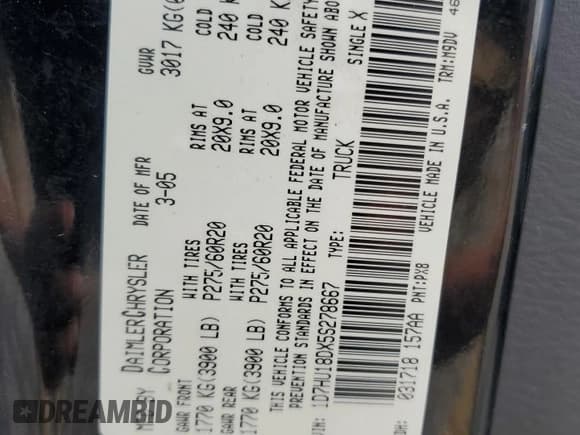 ✅ 2005 Dodge 1500 SLT • VIN: 1D7HU18DX5S278667 • Лот: 73912624. Опубликован ранее на Copart с пробегом 349 633 миль. Бесплатный доступ к архиву аукционных продаж из США и подробный отчёт об истории автомобиля на DreamBid. Изображение 14.