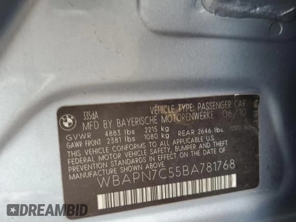 ✅ 2011 BMW 3 Series 335d • VIN: WBAPN7C55BA781768 • Lot: 55140225. Wystawiony na Copart z przebiegiem 211 642 mil. Bezpłatny archiwum sprzedaży aukcyjnych z USA i szczegółowy raport historii pojazdu na DreamBid. Zdjęcie 12.