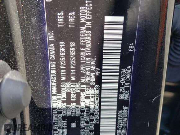 ✅ 2022 Lexus RX 350 • VIN: 2T2AZMDA5NC329838 • Lot: 58267073. Listed on Copart with 7,971 mi. Free auction sales archive from the USA and detailed vehicle history report at DreamBid. Image 13.