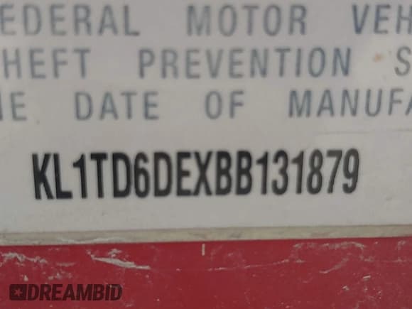 ✅ 2011 Chevrolet Aveo 1LT • VIN: KL1TD6DEXBB131879 • Lot: 41817308. Wystawiony na IAAI z przebiegiem 78 335 mil. Bezpłatny archiwum sprzedaży aukcyjnych z USA i szczegółowy raport historii pojazdu na DreamBid. Zdjęcie 9.