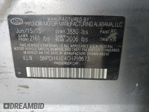 ✅ 2016 Hyundai Elantra SE • VIN: 5NPDH4AE4GH710673 • Lot: 71405695. Listed on Copart with 176,913 mi. Free auction sales archive from the USA and detailed vehicle history report at DreamBid. Image 12.