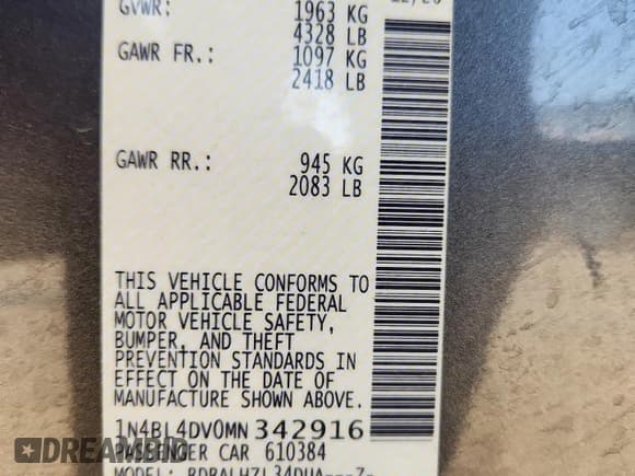 ✅ 2021 Nissan Altima SV • VIN: 1N4BL4DV0MN342916 • Lot: 90432365. Listed on Copart with 104,562 mi. Free auction sales archive from the USA and detailed vehicle history report at DreamBid. Image 13.