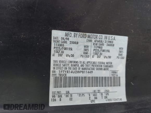 ✅ 1998 Ford Ranger XL • VIN: 1FTYR14U2WPB11449 • Lot: 42329802. Wystawiony na IAAI z przebiegiem 135 606 mil. Bezpłatny archiwum sprzedaży aukcyjnych z USA i szczegółowy raport historii pojazdu na DreamBid. Zdjęcie 9.