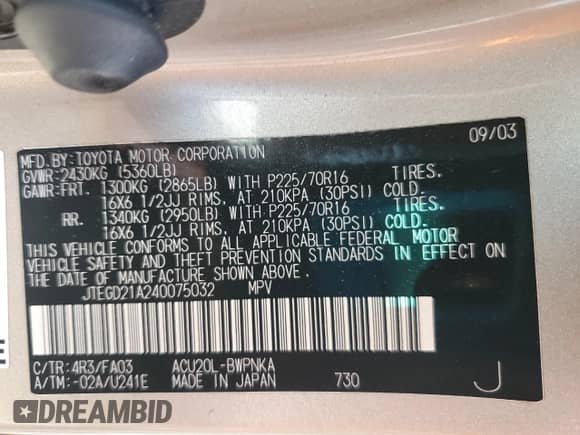 2004 Toyota Highlander с VIN JTEGD21A240075032, выставлен на аукционе Copart как лот 68744285 с пробегом 105 159 миль миль и Списание • Salvage title. История ставок и продаж доступна на DreamBid. Изображение 14.