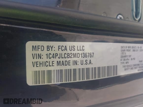 ✅ 2021 Jeep Cherokee Latitude • VIN: 1C4PJLCB2MD136767 • Лот: 43027263. Опубликован ранее на IAAI с пробегом 66 094 миль. Бесплатный доступ к архиву аукционных продаж из США и подробный отчёт об истории автомобиля на DreamBid. Изображение 9.