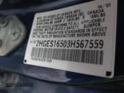 ✅ 2003 Honda Civic LX • VIN: 2HGES16503H567559 • Lot: 43584078. Listed on IAAI with 115,142 mi. Free auction sales archive from the USA and detailed vehicle history report at DreamBid. Image 9.