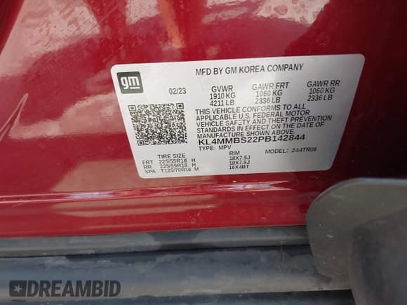 ✅ 2023 Buick Encore GX Preferred • VIN: KL4MMBS22PB142844 • Lot: 42464796. Listed on IAAI with 19,194 mi. Free auction sales archive from the USA and detailed vehicle history report at DreamBid. Image 9.