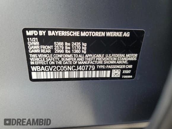 ✅ 2022 BMW 8 Series 840i • VIN: WBAGV2C05NCJ40779 • Lot: 70384605. Wystawiony na Copart z przebiegiem 84 190 mil. Bezpłatny archiwum sprzedaży aukcyjnych z USA i szczegółowy raport historii pojazdu na DreamBid. Zdjęcie 13.