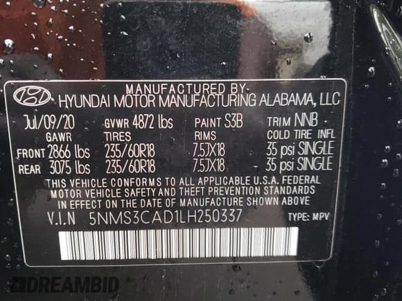 ✅ 2020 Hyundai Santa Fe SEL • VIN: 5NMS3CAD1LH250337 • Lot: 62990333. Wystawiony na Copart z przebiegiem 57 847 mil. Bezpłatny archiwum sprzedaży aukcyjnych z USA i szczegółowy raport historii pojazdu na DreamBid. Zdjęcie 15.