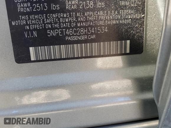 ✅ 2008 Hyundai Sonata GLS • VIN: 5NPET46C28H341534 • Лот: 73108934. Опубликован ранее на Copart с пробегом 171 066 миль. Бесплатный доступ к архиву аукционных продаж из США и подробный отчёт об истории автомобиля на DreamBid. Изображение 12.