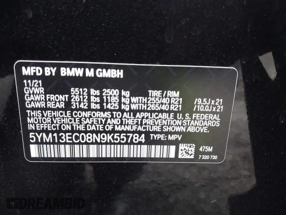 ✅ 2022 BMW X3 M • VIN: 5YM13EC08N9K55784 • Lot: 41731963. Listed on IAAI with 55,594 mi. Free auction sales archive from the USA and detailed vehicle history report at DreamBid. Image 9.