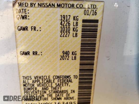 2016 Nissan Altima S с VIN 1N4AL3AP0GC163495, выставлен на аукционе Copart как лот 84620705 с пробегом 133 495 миль миль и Списание • Salvage title. История ставок и продаж доступна на DreamBid. Изображение 12.