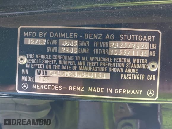 ✅ 1988 Mercedes-Benz 420 SEL • VIN: WDBCA35D2JA384154 • Лот: 41950195. Опубликован ранее на IAAI с пробегом 113 425 миль. Бесплатный доступ к архиву аукционных продаж из США и подробный отчёт об истории автомобиля на DreamBid. Изображение 9.