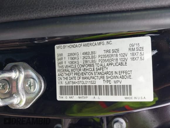 ✅ 2016 Acura RDX • VIN: 5J8TB4H37GL011522 • Lot: 42597064. Listed on IAAI with 131,197 mi. Free auction sales archive from the USA and detailed vehicle history report at DreamBid. Image 9.