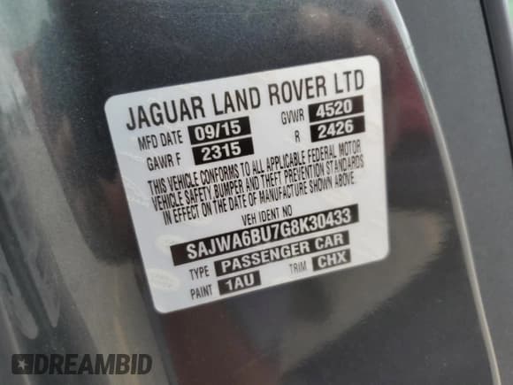 ✅ 2016 Jaguar F-Type S • VIN: SAJWA6BU7G8K30433 • Lot: 51191414. Listed on Copart with 51,174 mi. Free auction sales archive from the USA and detailed vehicle history report at DreamBid. Image 12.