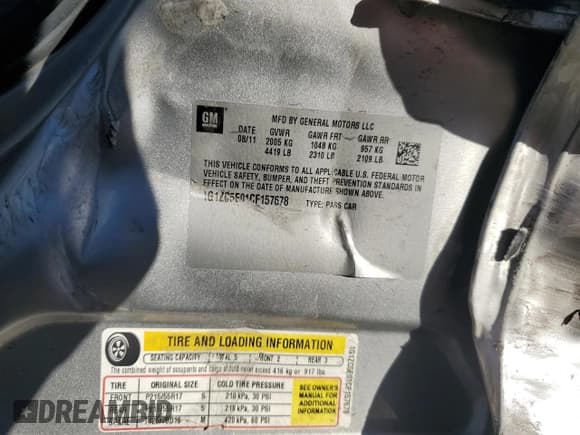 ✅ 2012 Chevrolet Malibu 1LT • VIN: 1G1ZC5E01CF157678 • Lot: 72015024. Listed on Copart with 96,843 mi. Free auction sales archive from the USA and detailed vehicle history report at DreamBid. Image 12.