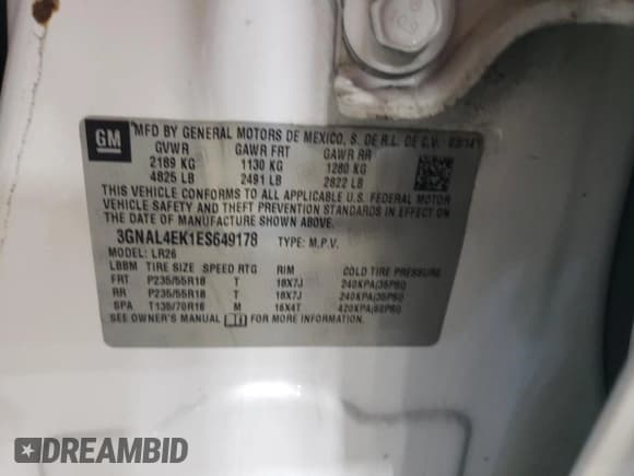 ✅ 2014 Chevrolet Captiva Sport LTZ • VIN: 3GNAL4EK1ES649178 • Лот: 56308215. Опубликован ранее на Copart с пробегом 144 572 миль. Бесплатный доступ к архиву аукционных продаж из США и подробный отчёт об истории автомобиля на DreamBid. Изображение 13.