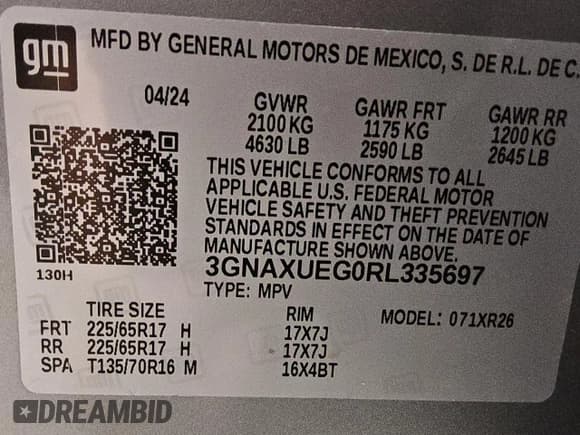 ✅ 2024 Chevrolet Equinox LT • VIN: 3GNAXUEG0RL335697 • Lot: 91684995. Listed on Copart with 27,598 mi. Free auction sales archive from the USA and detailed vehicle history report at DreamBid. Image 13.