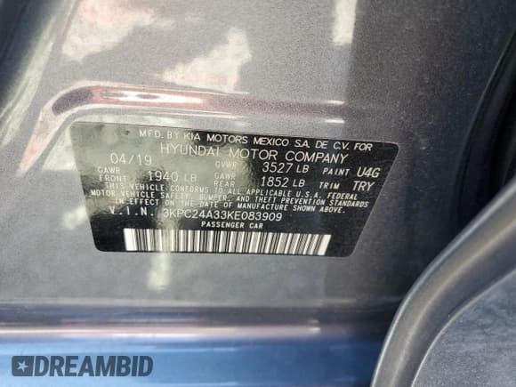 ✅ 2019 Hyundai Accent SE • VIN: 3KPC24A33KE083909 • Лот: 69878674. Опубликован ранее на Copart с пробегом 83 527 миль. Бесплатный доступ к архиву аукционных продаж из США и подробный отчёт об истории автомобиля на DreamBid. Изображение 14.