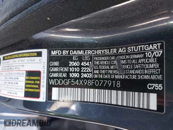✅ 2008 Mercedes-Benz C 300 Sport • VIN: WDDGF54X98F077918 • Lot: 43231531. Wystawiony na IAAI z przebiegiem 169 502 mil. Bezpłatny archiwum sprzedaży aukcyjnych z USA i szczegółowy raport historii pojazdu na DreamBid. Zdjęcie 9.