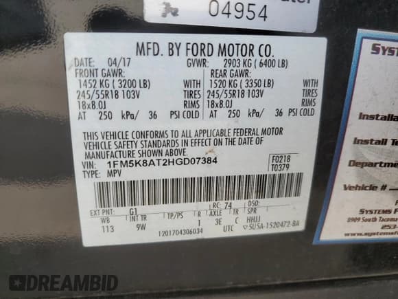 ✅ 2017 Ford Police Interceptor Utility • VIN: 1FM5K8AT2HGD07384 • Лот: 48473455. Опубликован ранее на Copart с пробегом 99 193 миль. Бесплатный доступ к архиву аукционных продаж из США и подробный отчёт об истории автомобиля на DreamBid. Изображение 15.