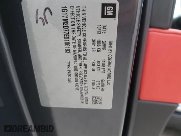 ✅ 2014 Chevrolet Corvette Z51 3LT • VIN: 1G1YM2D77E5106183 • Lot: 84393234. Listed on Copart with 19,986 mi. Free auction sales archive from the USA and detailed vehicle history report at DreamBid. Image 12.