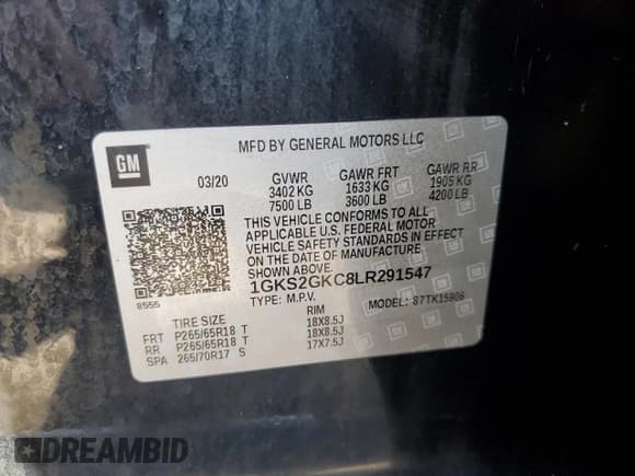 ✅ 2020 GMC Yukon XL SLT • VIN: 1GKS2GKC8LR291547 • Lot: 71421695. Listed on Copart with 165,560 mi. Free auction sales archive from the USA and detailed vehicle history report at DreamBid. Image 14.