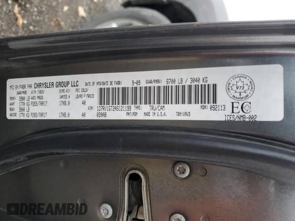 2010 Dodge 1500 SLT с VIN 1D7RV1GT2AS121199, выставлен на аукционе Copart как лот 82849874 с пробегом 340 235 миль миль и Списание • Salvage title. История ставок и продаж доступна на DreamBid. Изображение 12.