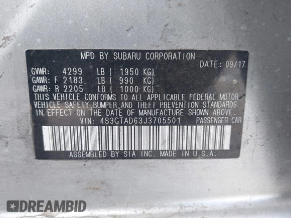✅ 2018 Subaru Impreza Premium • VIN: 4S3GTAD63J3705501 • Лот: 43359124. Опубликован ранее на IAAI с пробегом 128 534 миль. Бесплатный доступ к архиву аукционных продаж из США и подробный отчёт об истории автомобиля на DreamBid. Изображение 9.