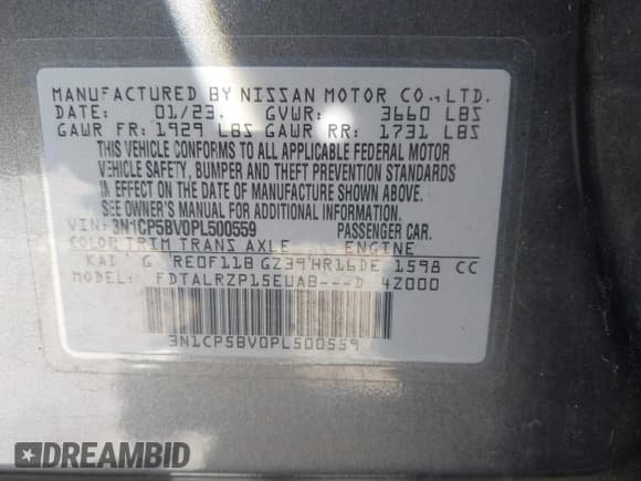 ✅ 2023 Nissan Kicks S • VIN: 3N1CP5BV0PL500559 • Лот: 43585457. Опубликован ранее на IAAI с пробегом 54 831 миль. Бесплатный доступ к архиву аукционных продаж из США и подробный отчёт об истории автомобиля на DreamBid. Изображение 9.