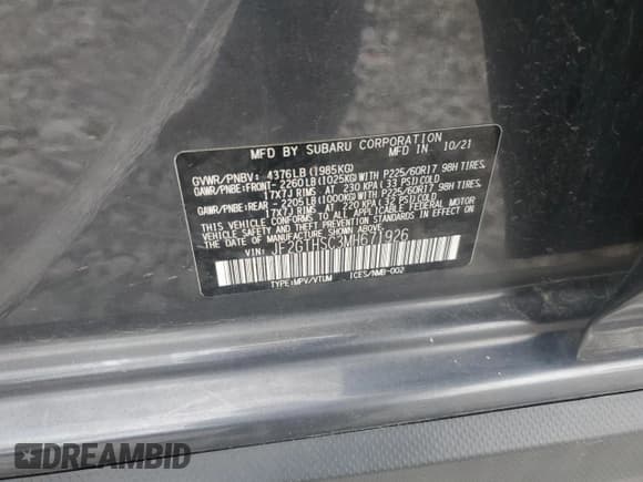 ✅ 2021 Subaru Crosstrek Special Sports • VIN: JF2GTHSC3MH671926 • Лот: 91053265. Опубликован ранее на Copart с пробегом 50 917 миль. Бесплатный доступ к архиву аукционных продаж из США и подробный отчёт об истории автомобиля на DreamBid. Изображение 13.