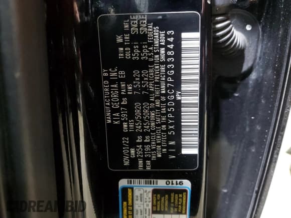 ✅ 2023 Kia Telluride SX Prestige • VIN: 5XYP5DGC7PG338443 • Лот: 42247525. Опубликован ранее на Copart с пробегом 37 337 миль. Бесплатный доступ к архиву аукционных продаж из США и подробный отчёт об истории автомобиля на DreamBid. Изображение 13.