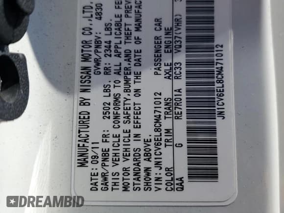 ✅ 2012 Infiniti G37 x • VIN: JN1CV6EL8CM471012 • Lot: 87464215. Wystawiony na Copart z przebiegiem 152 906 mil. Bezpłatny archiwum sprzedaży aukcyjnych z USA i szczegółowy raport historii pojazdu na DreamBid. Zdjęcie 12.