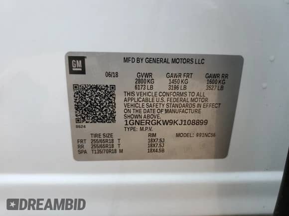 2019 Chevrolet Traverse LT Cloth z VIN 1GNERGKW9KJ108899, wystawiony jako Copart lot #64305465 z przebiegiem 122 145 mil mil oraz Szkoda całkowita • Salvage title. Historia ofert i sprzedaży dostępna na DreamBid. Obrazek 13.