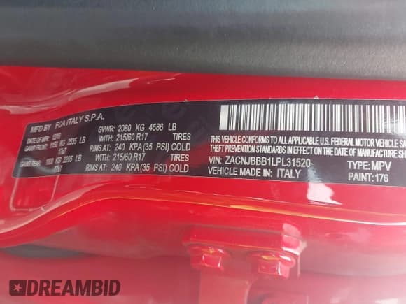 ✅ 2020 Jeep Renegade Latitude • VIN: ZACNJBBB1LPL31520 • Lot: 42743590. Listed on IAAI with 93,272 mi. Free auction sales archive from the USA and detailed vehicle history report at DreamBid. Image 9.